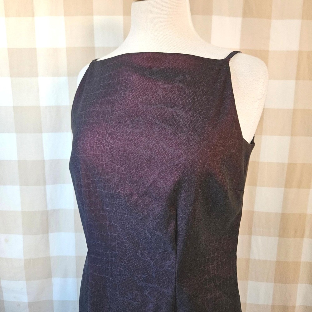 Vtg‎ Y2K 00s Amanda Smith Dress Snake Print Square Neck Black Purple Size 6